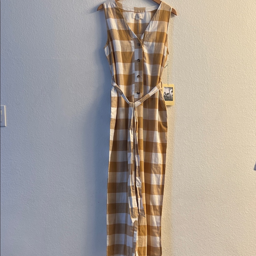 New Birds of Paradis By Trovata Sleeveless Checkered Jumpsuit Size M